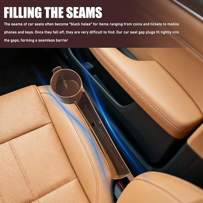 2PCS Car Seat Gap Filler Organizer, Console Side Organizer, Seats Gap Organizer with Phone Holder, Multifunctional Car Seat Filler Gap Space Prevents Things Dropping for Most Vehicles (Orange)