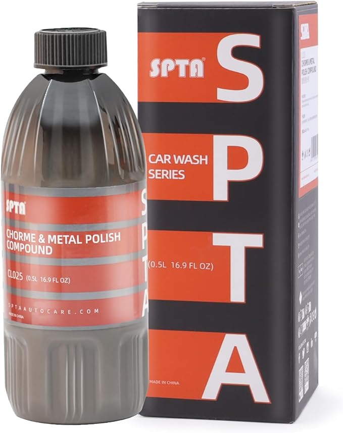 Chorme & Metal Polishing Compound, SPTA 16oz Heavy Metal Polish, Restorer and Protectant Cleans, Aluminum, Stainless Steel, Chrome Polish & More, Safe for Cars, Trucks, Motorcycles, RVs, and Boats
