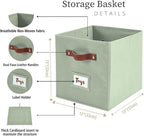 DECOMOMO Storage Cubes, 13x13x13 Storage Cube Bins with Labels, Fabric Organizer Bins (13" / 6pcs, Sage Green)