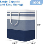 BlissTotes 3-Pack Laundry Basket, Freestanding＆Waterproof Laundry Hamper, Collapsible Tall Clothes Hamper with Easy Carry Han