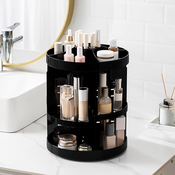 HBlife Extra Large 360 Rotating Makeup Organizer Adjustable Carousel Large Capacity Revolving Perfume Organizer Skincare Orga