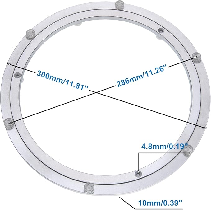 Aluminum Heavy Duty Lazy Susan Rotating Turntable Bearing Swivel Plate Hardware for Dining-Table (12 inch)
