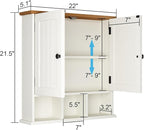 ChooChoo Bathroom Cabinet Wall Mounted 2-Door with 3 Open Shelves， Wooden Medicine Cabinets with Adjustable Shelf，Space Saver