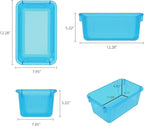 Storex Small Cubby Bins – Plastic Storage Containers for Classroom with Non-Snap Lid, 12.2 x 7.8 x 5.1 inches, Tint Teal, 5-P