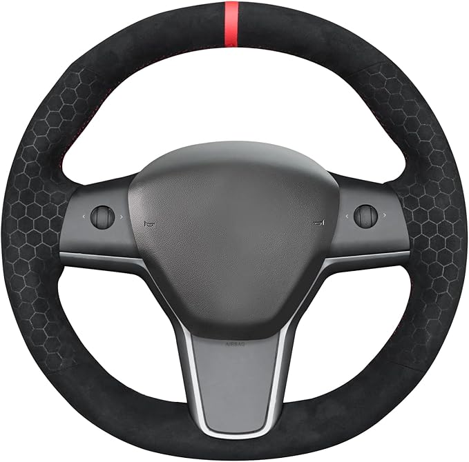 MEWANT Hand Stitched Steering Wheel Cover for Tesla Model 3 2017-2023 / Model Y 2020-2023 for Tesla Model 3/Y Accessories