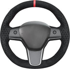 MEWANT Hand Stitched Steering Wheel Cover for Tesla Model 3 2017-2023 / Model Y 2020-2023 for Tesla Model 3/Y Accessories
