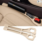 Car Seat Gap Filler Organizer Universal Fit Car SUV Truck Console Side Plug Strip Stopping Phone Key from Falling, Pack of 2 (Beige)