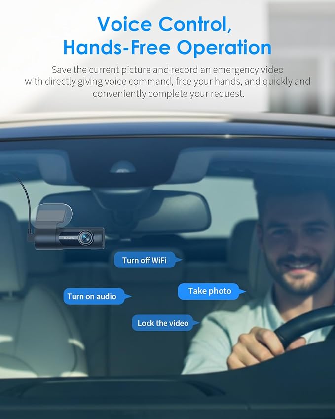 KAWA Dash Cam 2K, WiFi Dash Camera for Cars 1440P with Hand-Free Voice Control, Night Vision, Mini Hidden Dashcam Front, Emer