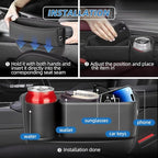 Leather Car Seat Gap Organizer, 2 Pack Adjustable Car Seat Storage Box, Car Gap Bag for Phones, Glasses, Keys, Cards(Black Driver's Passenger)