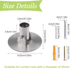 Shower Curtain Rod Bracket, 2Pcs 26mm Inner Diameter Titanium Steel Shower Curtain Rod Single Swivel Flange Curtain Rod Wall-