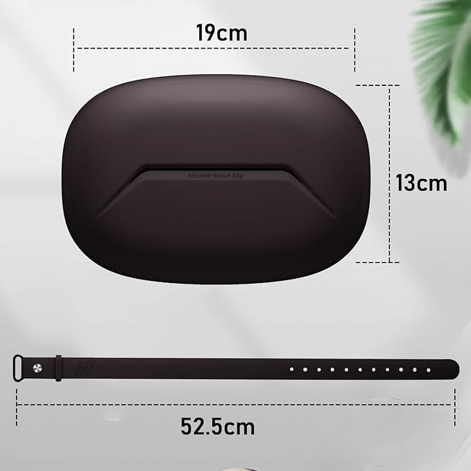 Car Tissue Holder, Silicone Tissue Box Cover with Adjustable Strap, Rectangular, Black, Dark Brown, Decorative, 7.4 * 5.1 * 2.5in