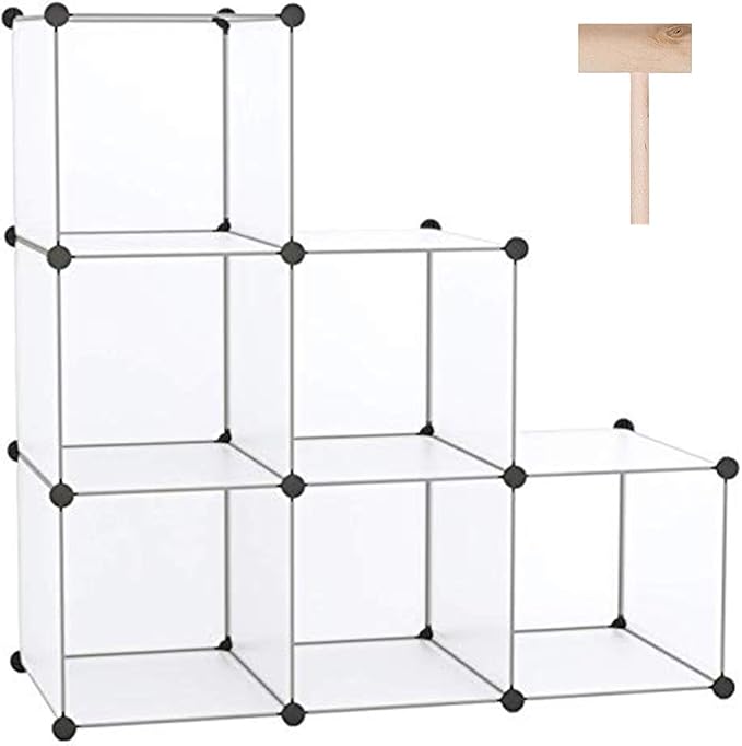 C&AHOME Cube Storage Organizer, 6-Cube Shelves Units, Closet Cabinet, DIY Plastic Modular Book Shelf, Ideal for Bedroom, Livi