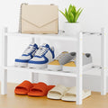 Smiry Shoe Rack, 2 Tier Thick Small Bamboo Shoe Organizer, Stackable Free Standing Wooden Shoe Storage Shelf for Closet, Entr