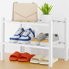 Smiry Shoe Rack, 2 Tier Thick Small Bamboo Shoe Organizer, Stackable Free Standing Wooden Shoe Storage Shelf for Closet, Entr