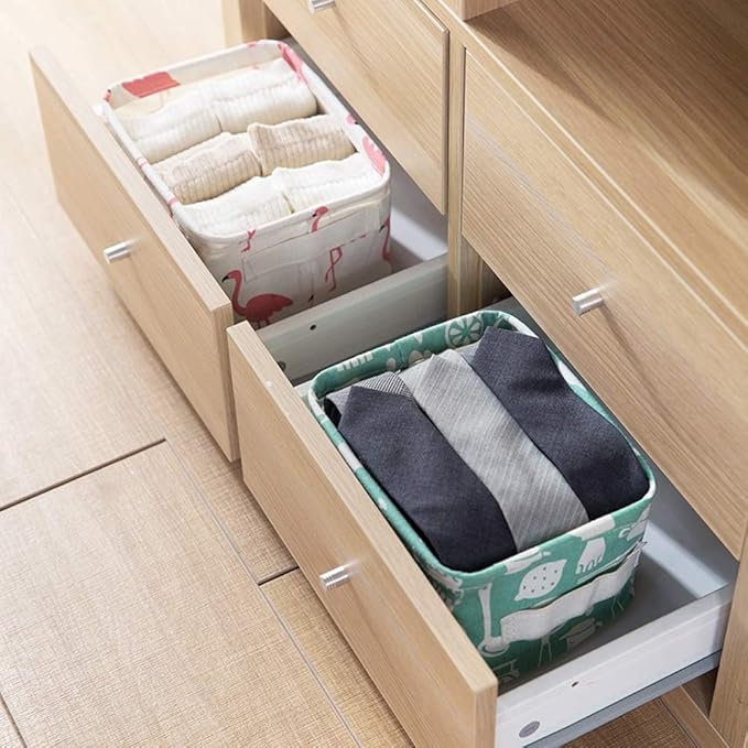 Foldable Storage Basket - Set of 6 Small Collapsible Canvas Containers Organizers with Handle for Home Decor or Storing Toys,