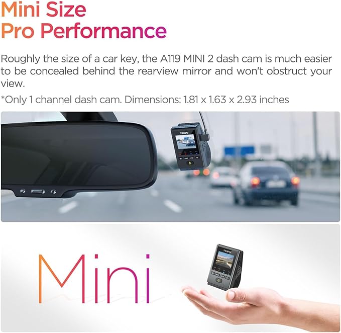 VIOFO Dash Cam A119 Mini 2, STARVIS 2 Sensor, 2K 60fps/HDR 30fps Voice Control Car Dash Camera with 5GHz Wi-Fi GPS, Night Vis