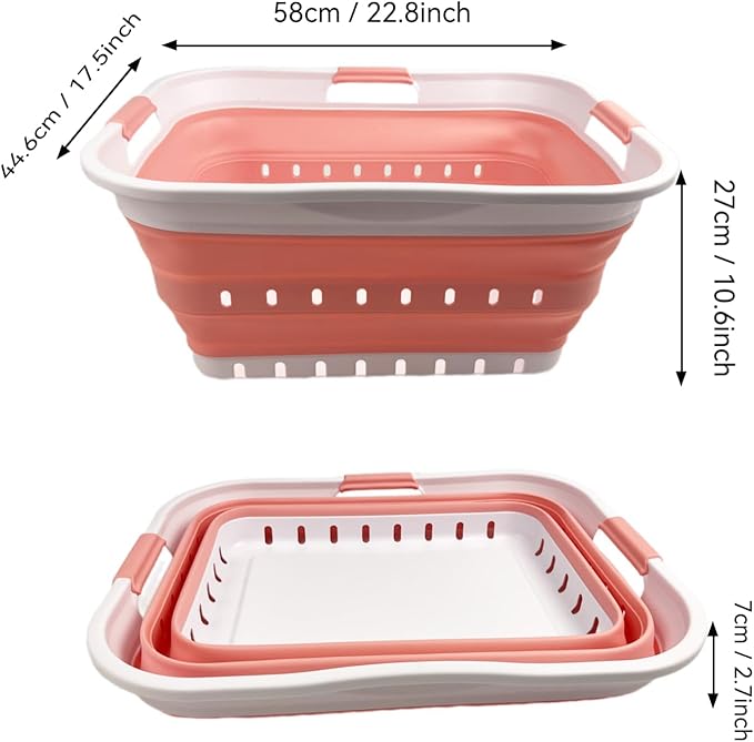 SAMMART 42L (11 gallon) Collapsible Plastic Laundry Basket - Foldable Pop Up Storage Container/Organizer - Space Saving Hampe