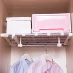 Hershii Tension Shelf Expandable Closet Organizer Adjustable Rod Heavy Duty Hanging Rail Rustproof DIY Storage Rack 4-Bar Ext