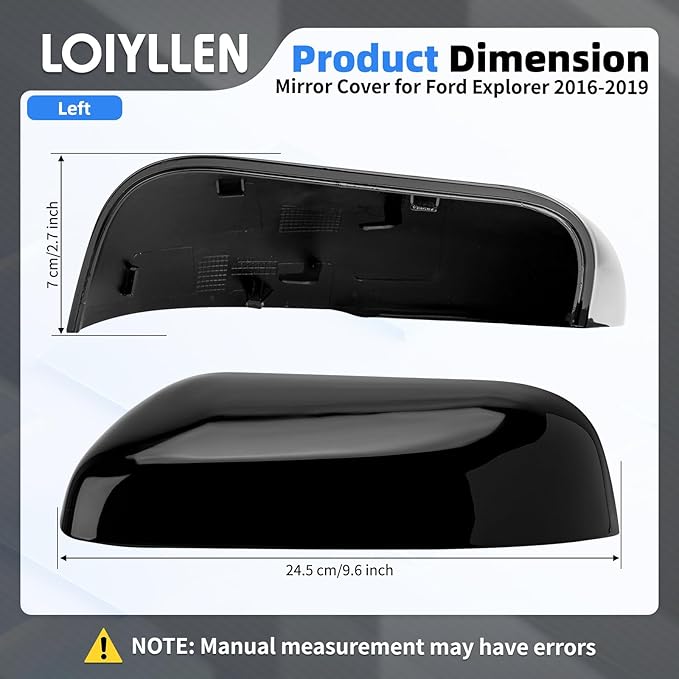 Driver & Passenger Side Mirror Cover Replacement for Ford Explorer 2016 2017 2018 2019 - Left & Right Side Mirror Covers, Rear View Mirror Cap Accessories Black