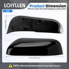 Driver & Passenger Side Mirror Cover Replacement for Ford Explorer 2016 2017 2018 2019 - Left & Right Side Mirror Covers, Rear View Mirror Cap Accessories Black