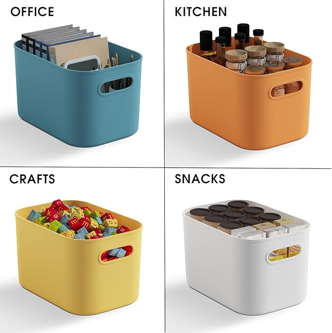 ORGIDOL 10 Pack Colorful Plastic Storage Bins, Storage Container for Organizing, Colored Storage Boxes with Handle for Shelve