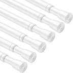 6PCS Tension Curtain Rod 33 to 59 Inch,White Short Curtain Rods No Drilling,Loaded Expandable Spring Curtain Rods for Windows
