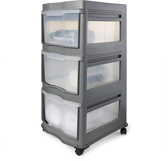 Life Story Classic 3 Shelf Storage Organizer Plastic Drawers, Gray (2 Pack)