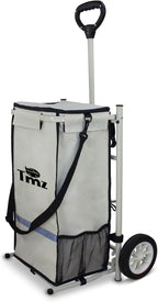 TMZ Heavy-Duty Foldable Shopping Cart with Removable Insulated Bag & Hooks - Lightweight 110 lbs Capacity Grocery Luggage Cart for Market, Travel, Laundry (Beige)