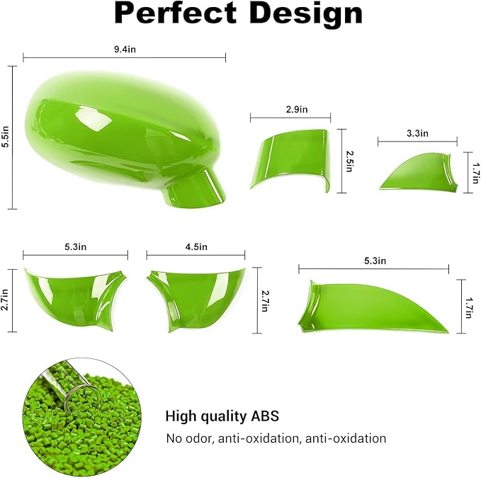 Voodonala for Challenger Rearview Mirror Cover Side Mirror Trim Shell Cover Decoration Trim for 2009-2024+Dodge Challenger Exterior Accessories ASB Green, 10pcs