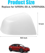 Jaronx Compatible with Tesla Model Y Side Mirror Cover Replacement 2020 2021 2022 2023 2024, Right Passenger Pearl White Door Rearview Mirror Cover Caps, for Tesla Model Y Accessories