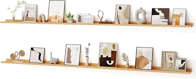 Floating Picture Ledge Shelves for Wall Set of 2, 95 Inches Picture Ledge Shelf with Long Large Nursery Book Shelf for Toys S