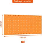 TORACK 3 PCS Metal Pegboard Panels(12x24 inch) for Wall Garage Tools Storage Pegboard for Workbench, Modular Peg Board Tool O
