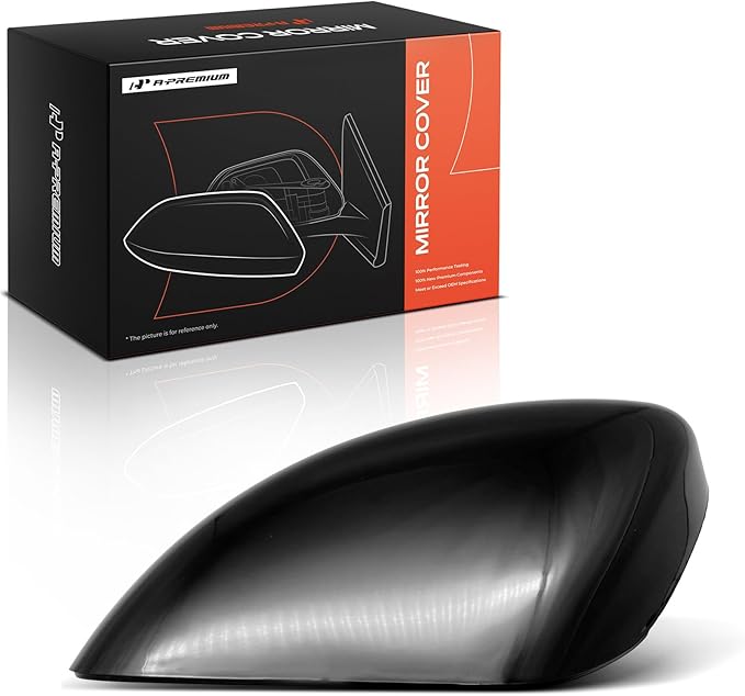 A-Premium Driver Side Rearview Mirror Cover Cap - Compatible with Nissan Altima 2013-2018 - Smooth Black, Without Turn Signal Hole