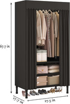 Portable Closet,Garment Rack,Heavy Duty Clothes Rack with Cover,Wardrobe Closet with 1 Hanging Rods, 2 Storage Shelves,27.5" 