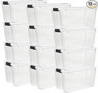 Sterilite 12-Pack Ultra Latching Box, Storage Bins with Lids, Clear Plastic, 70 Quart - Heavy-Duty Organizing Containers for 