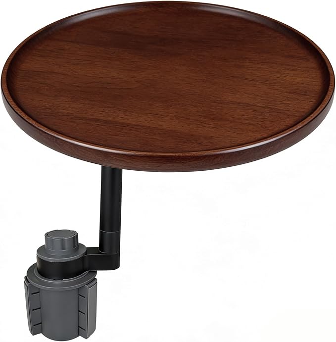 Car Desk 360° Rotating Wood Cup Holder Table for Car Center Car Accessories Car Tray for Laptop Compatible with Most Vehicle