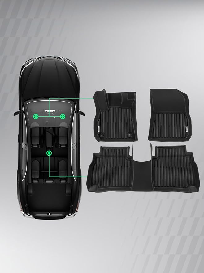YHTAUTO Floor Mats Fit 2017-2019 Buick Lacrosse, TPE All Weather Car Mats Waterproof Anti-Slip Odorless Floor Liner, Interior Accessories, 1st & 2nd Row, Set of 3