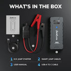 K15 Extremely Safe Jump Starter, 2500A Car Battery Jump Starter for Up to 8.0L Gas & 6.0L Diesel Engines, 12V Portable Jump Box with Jumper Cable, USB Charge, and 3 Mode Flashlight