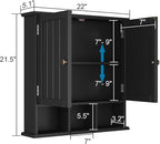 ChooChoo Bathroom Cabinet Wall Mounted 2-Door with 3 Open Shelves， Wooden Medicine Cabinets with Adjustable Shelf，Space Saver