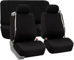 FH Group All-Purpose Built-in Seatbelt Car Seat Covers Full Set – Universal Fit for Cars Trucks & SUVs (Black) FB351115