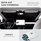 Ludicrous Sunshade for Tesla Model S/3/X/Y Front Windshield Sun Shade Accessories Juniper/Highland Foldable Car Window Sun Blocker with Organizer Bag,Triple-Coated Triple Layer