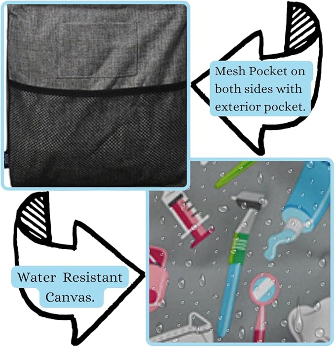 NGIL Extra Large Utility Tote Reusable Grocery Bag Oversized Collapsible for Groceries, Storage, Picnic, Beach (Dentist Print-Black)