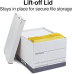 Staples Storage & Filing Box, Heavy-Duty with Handles & Removable Lid, Letter & Legal Size Documents, Stackable, 12-Pack, Whi