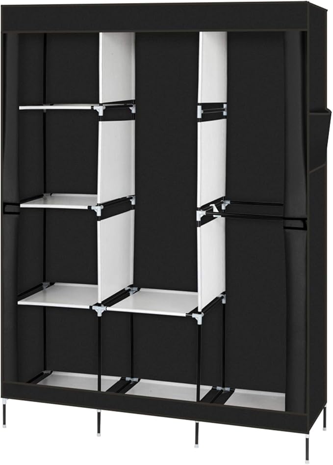 71" Portable Closet Storage Organizer Wardrobe Clothes Rack,Covered Garment Rack,Steel Tube Clothes Storage Organizer,Freesta