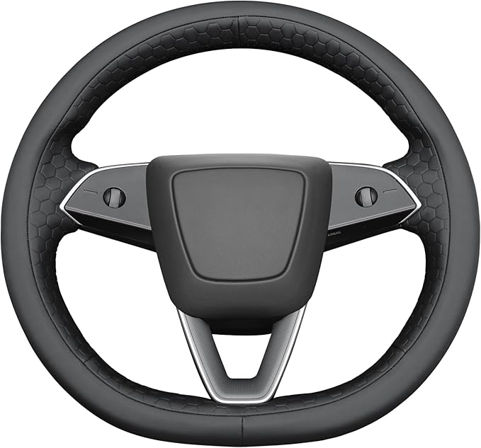 MEWANT DIY Stitching Real Leather Steering Wheel Cover Wrap for Tesla Model 3 Highland 2023-2025/Model Y 2025 Highland for Tesla Model 3/Model Y Accessories(3D Style)