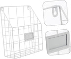 Cabilock Versatile Wall Magazine Rack Metal Wire Basket Magazine Holder Wall-mounted Bookshelf Iron Book Organizer Mail Organ