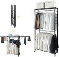 lumizone Folding Clothing Rack with Wheels Expandable Wardrobe Portable Clothes Rack for Hanging Clothes Adjustable Closet Sh