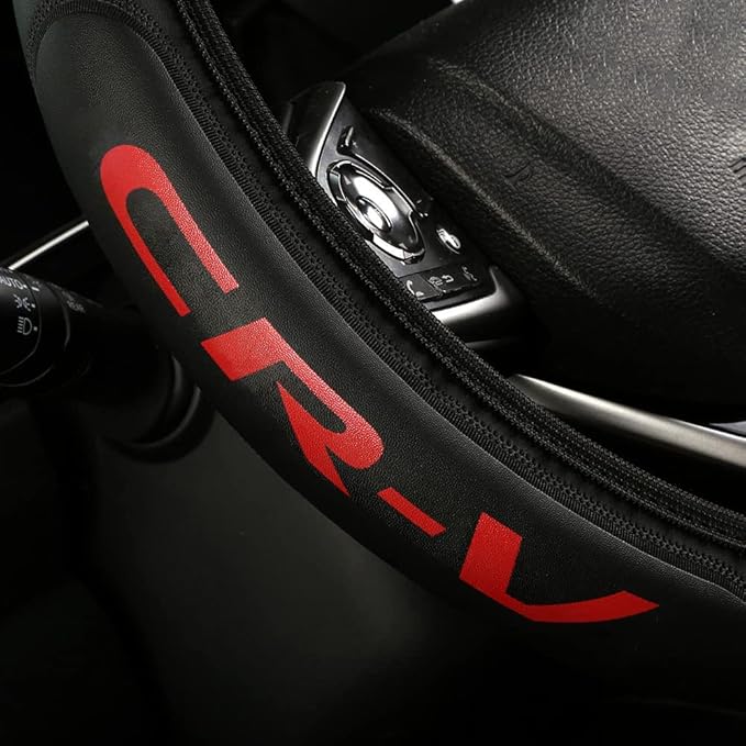 Leather Steering Wheel Cover Compatible with CR-V Universal Size(red)