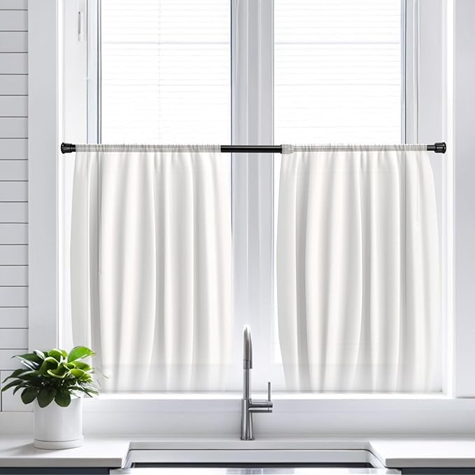 2 Pack Tension Curtain Rod 28-48 Inch, Small Short Adjustable Extendable Spring Loaded Rods for Windows Cabinet Blinds Closet