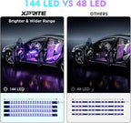 Xprite Upgraded 144LED RGB Interior Car Lights with Smart App Control/Wireless Remote Control, Music Sync Mode, DIY Mode and Multiple Scene Options, Universal for Cars Truck ATV UTV(4pcs)